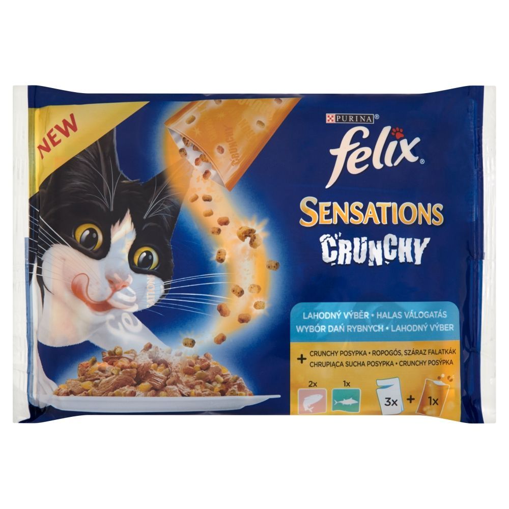 Felix Sensations Crunchy Wybór dań rybnych + chrupiąca sucha posypka 312 g