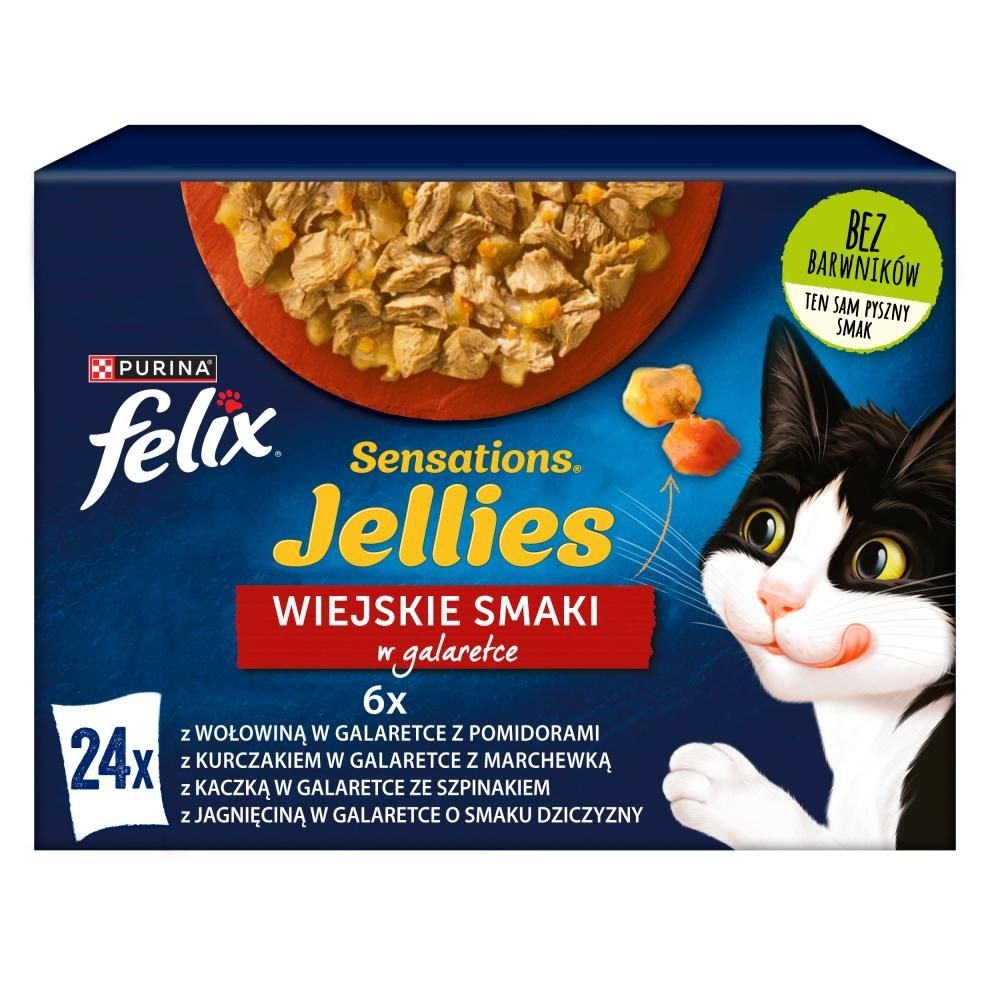 Felix Sensations Jellies Karma dla kotów wiejskie smaki w galaretce 2,04 kg (24 x 85 g)