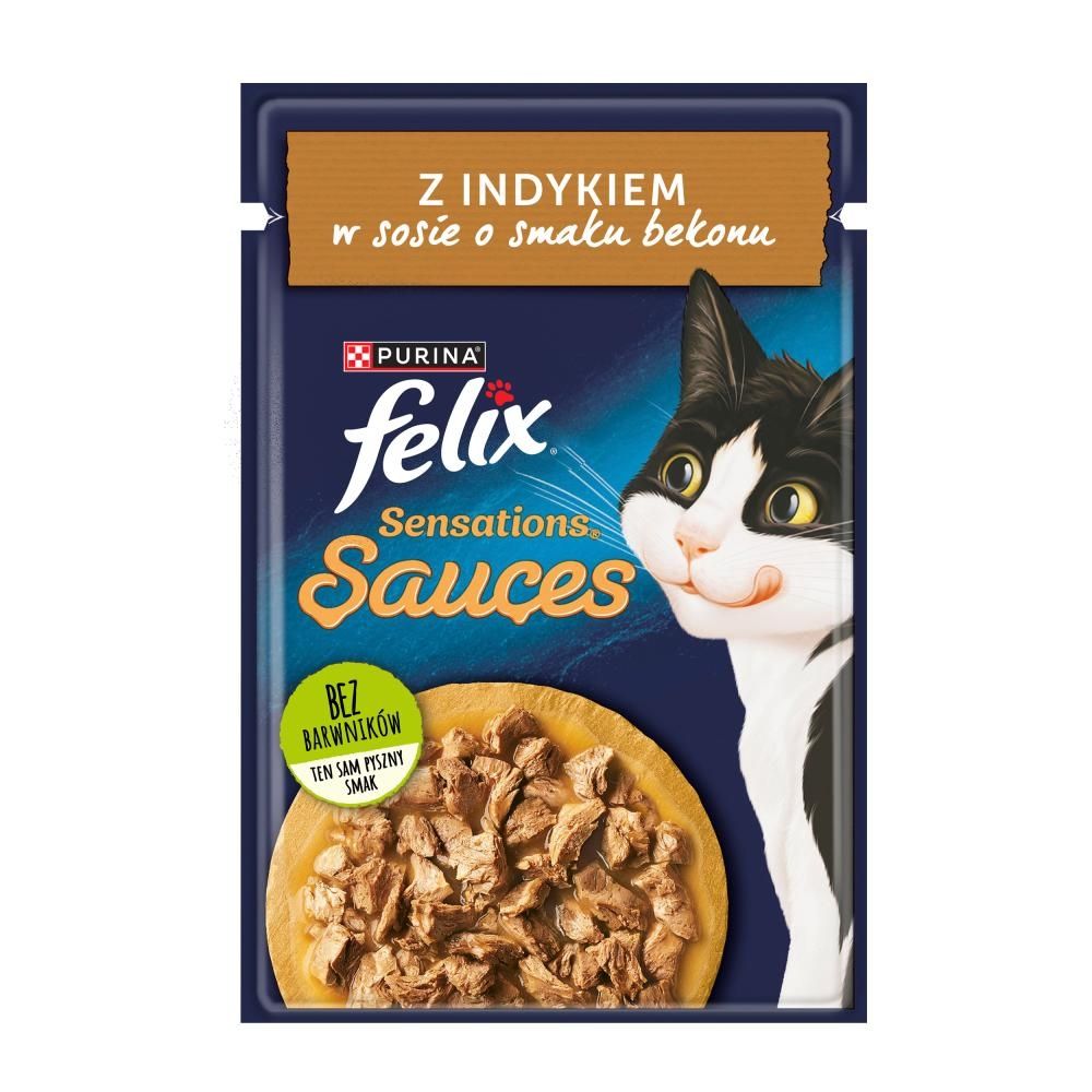 Felix Sensations Sauce Karma dla kotów z indykiem w sosie o smaku bekonu 85 g