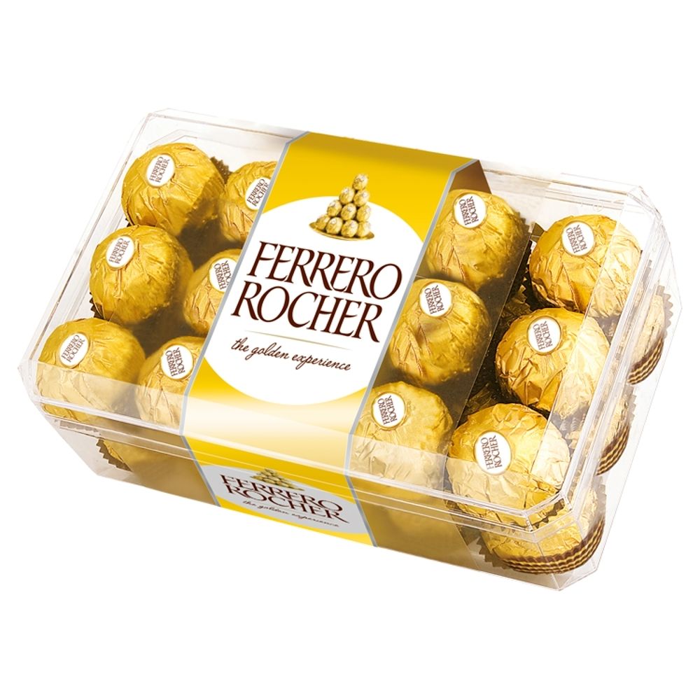 Ferrero Rocher Chrupiący wafelek z kremowym nadzieniem i orzechem laskowym w czekoladzie 375 g