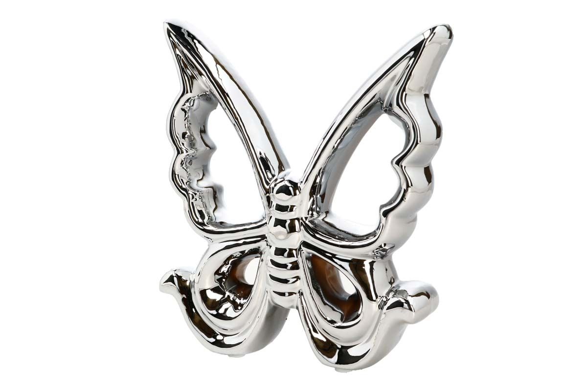 Figurka Ceramiczna Motyl Em&Em Srebrny 16 cm
