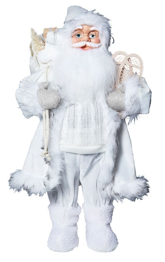 Figurka świąteczna biały Święty Mikołaj 60cm