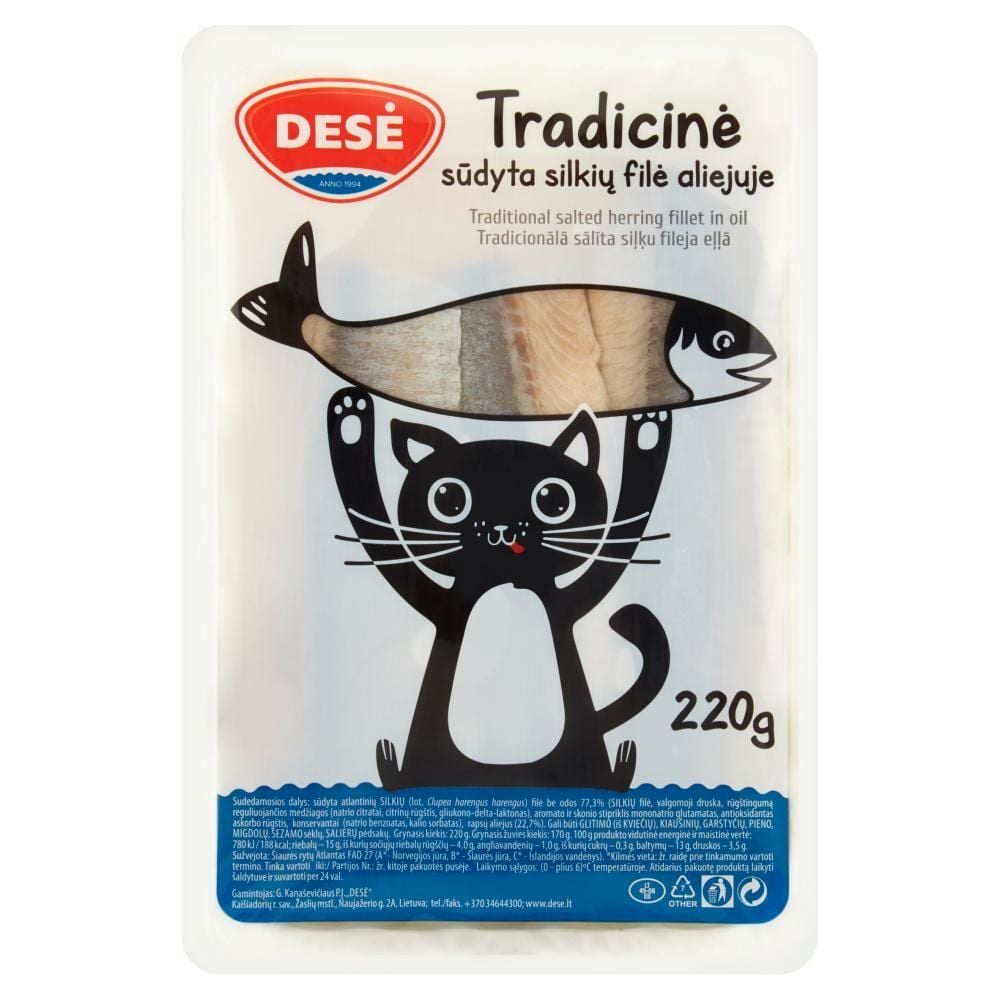 Filety śledziowe tradycyjne w oleju 220 g