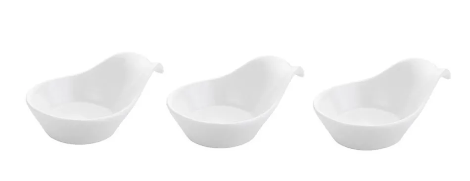 Florina Alta Komplet 3 miseczek porcelanowych do dipów z uchwytem 12,7 x 8,9 × 4,7 cm