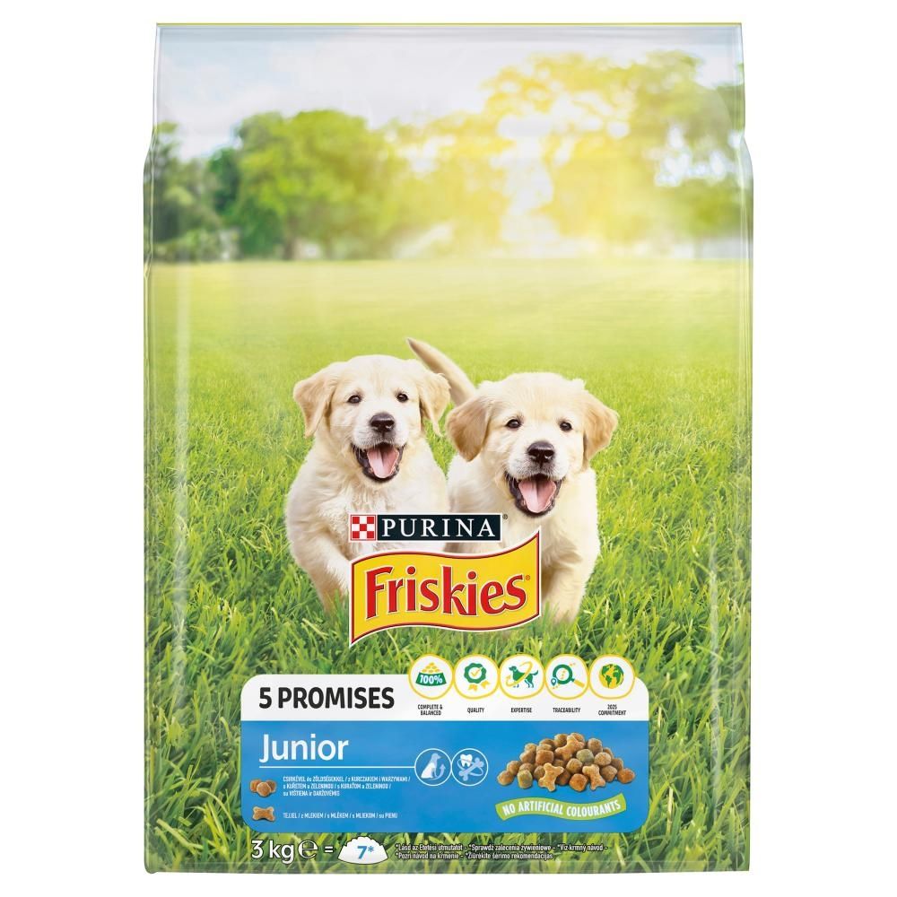 Friskies 5 Promises Junior Karma dla szczeniąt z kurczakiem i warzywami z mlekiem 3 kg