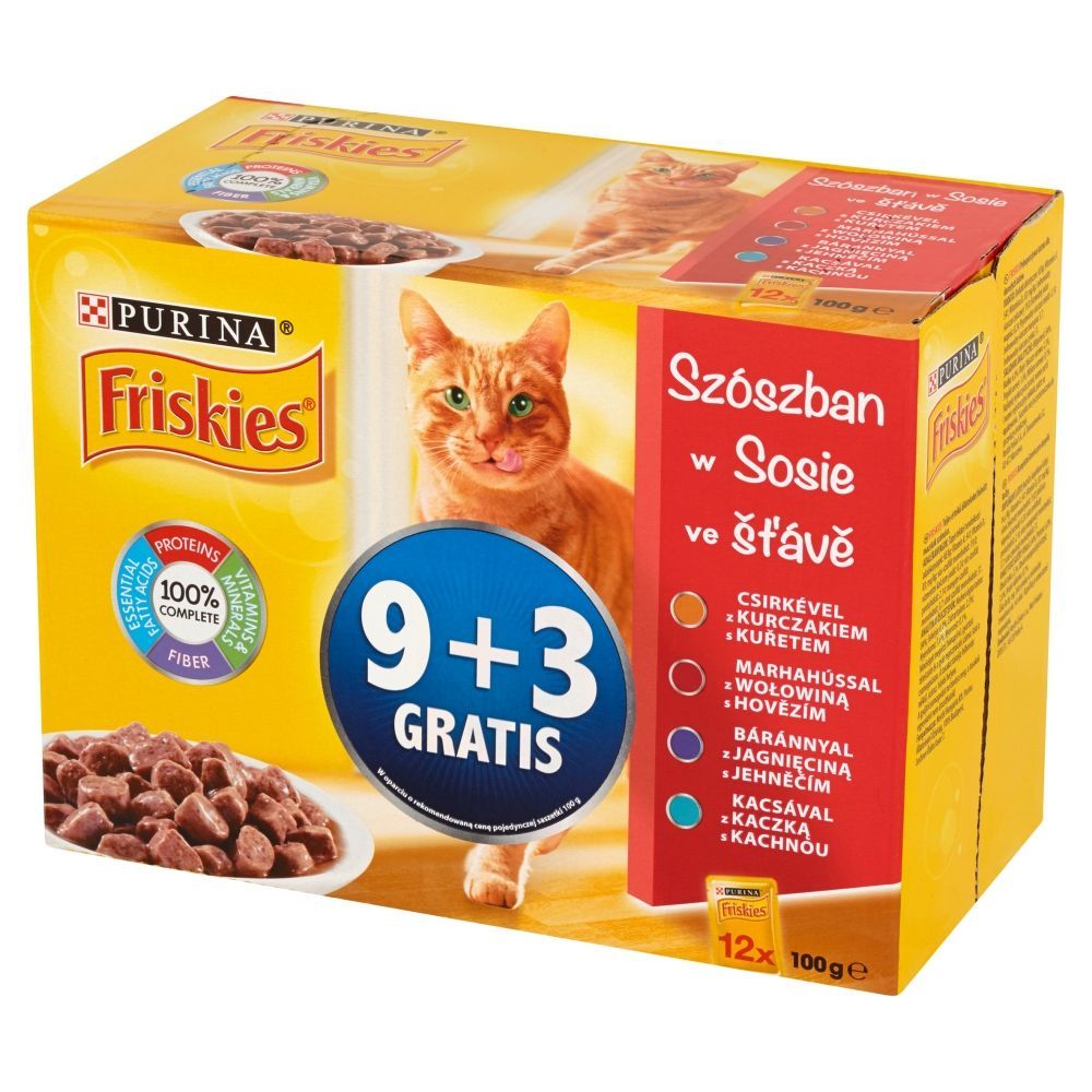 Friskies w sosie Pełnoporcjowa karma dla dorosłych kotów 1200 g (12 sztuk)
