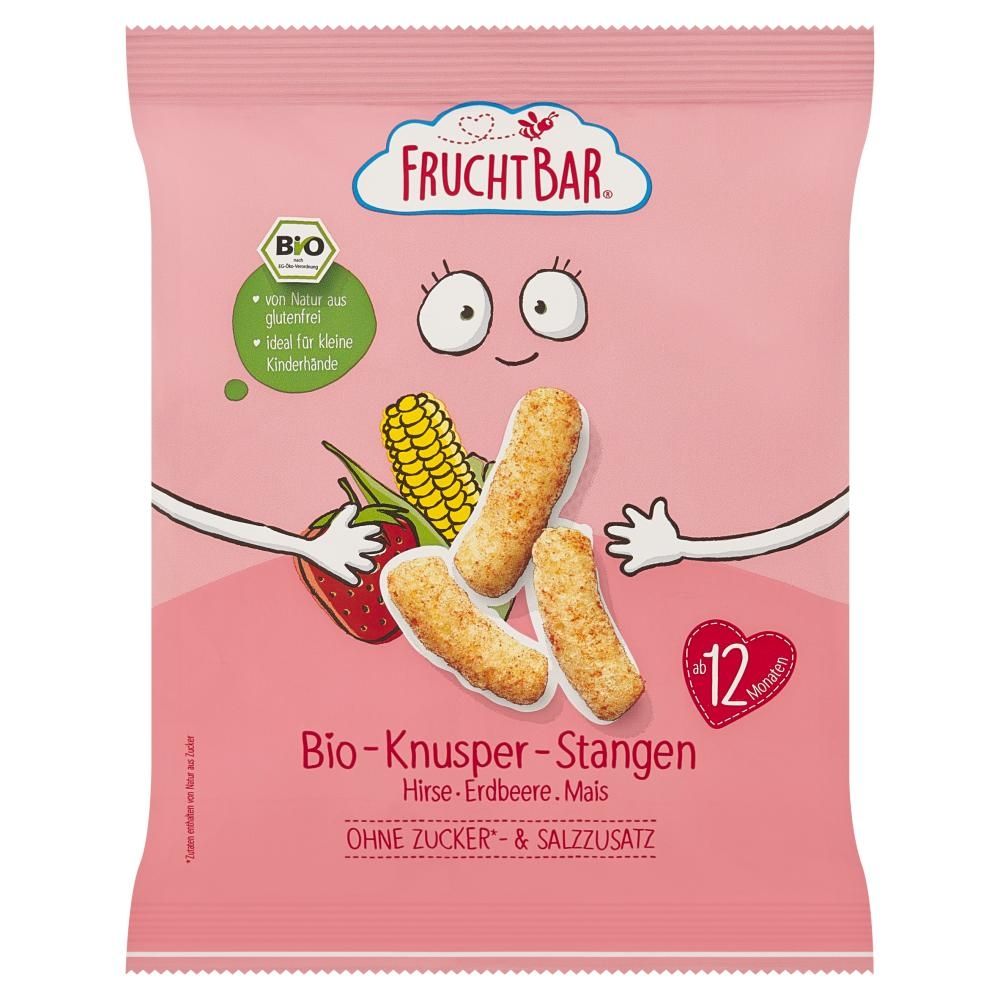 FruchtBar Ekologiczne chrupki jaglano-kukurydziane-truskawkowe powyżej 12 miesięcy 30 g