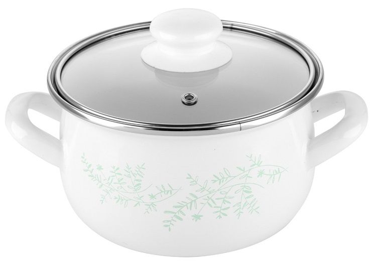 Garnek z Pokrywą Florina Leaves Emaliowany 16 cm 1,9 l