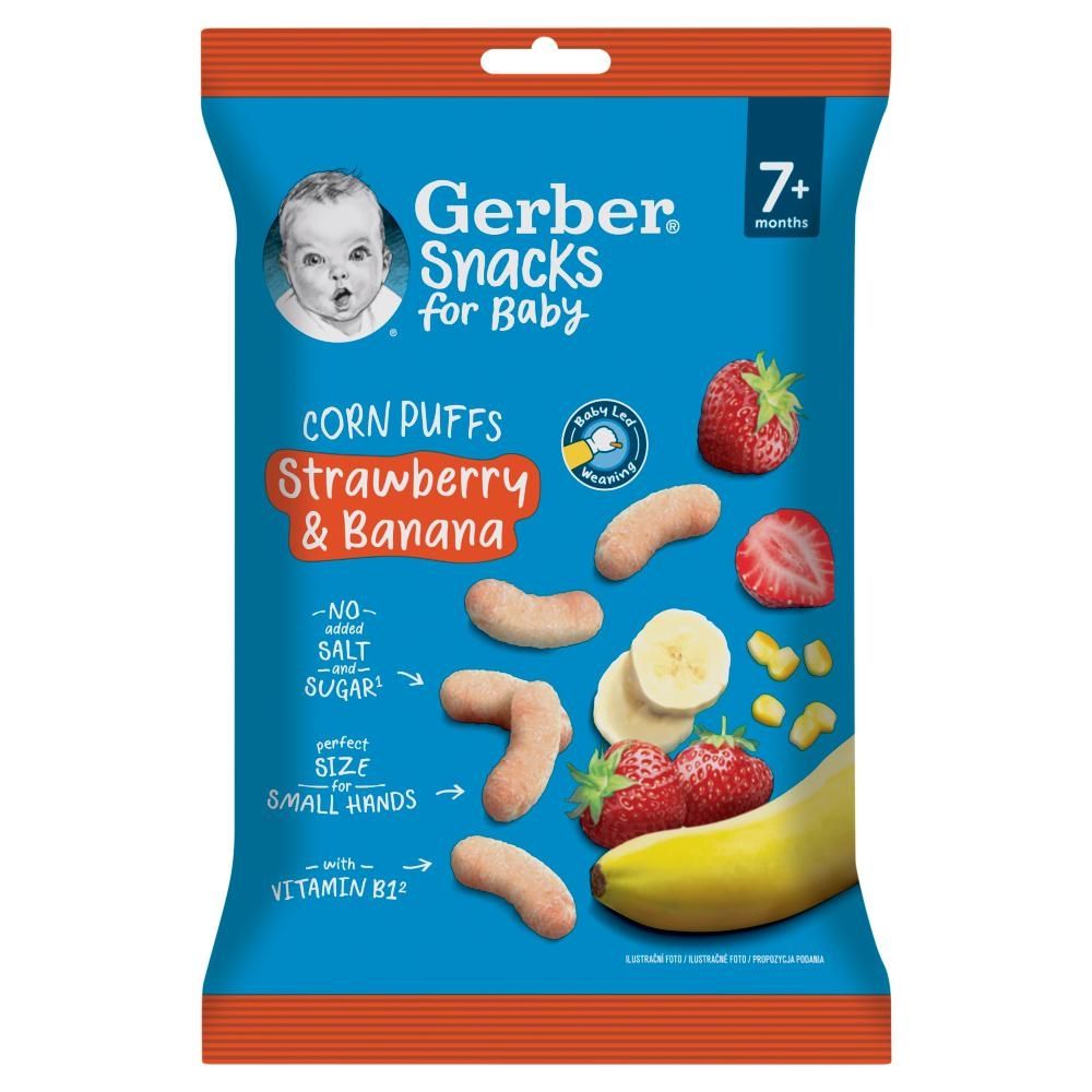 Gerber Chrupki kukurydziane truskawkowo-bananowe po 7. miesiącu 28 g