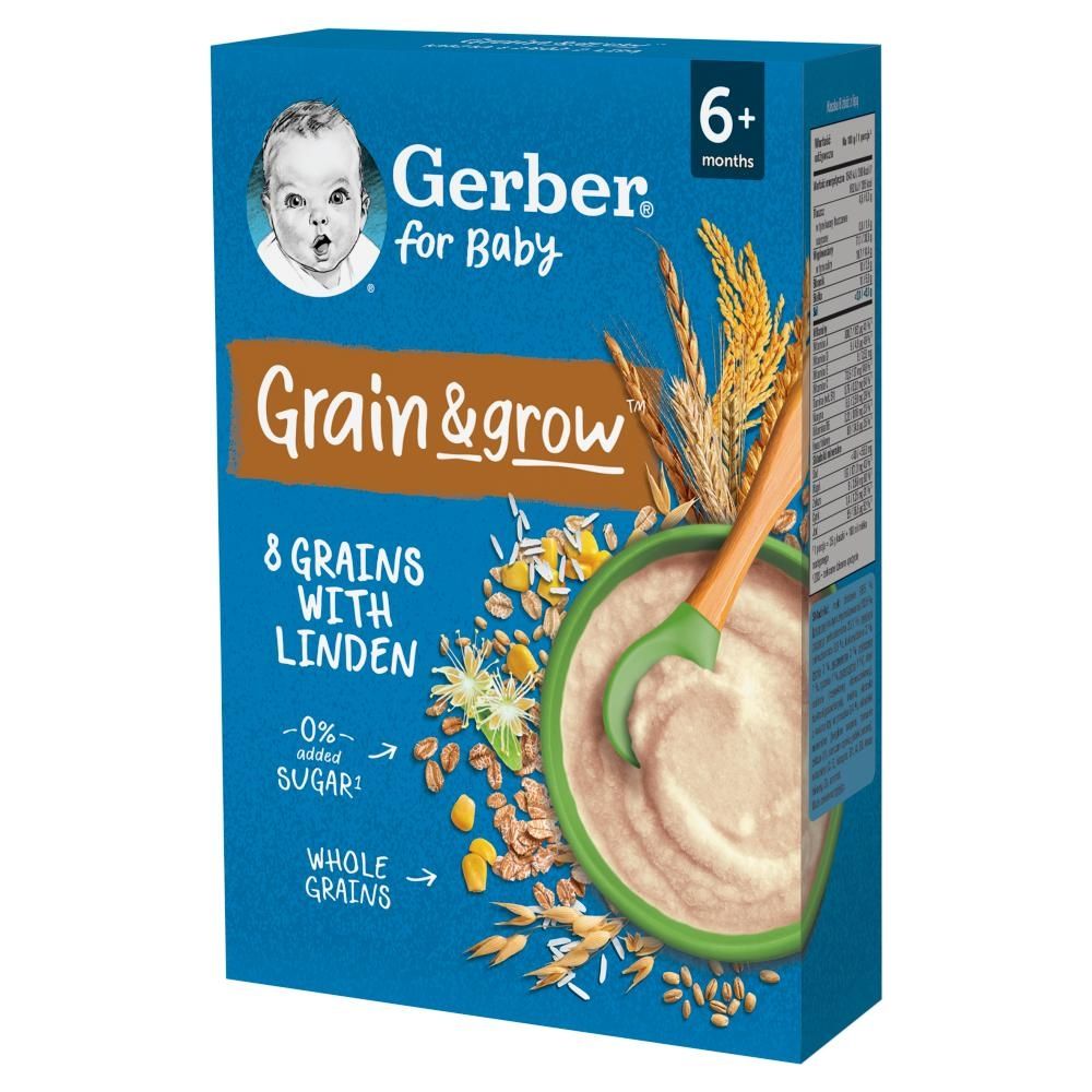 Gerber Grain & grow Kaszka 8 zbóż z lipą po 6 miesiącu 200 g