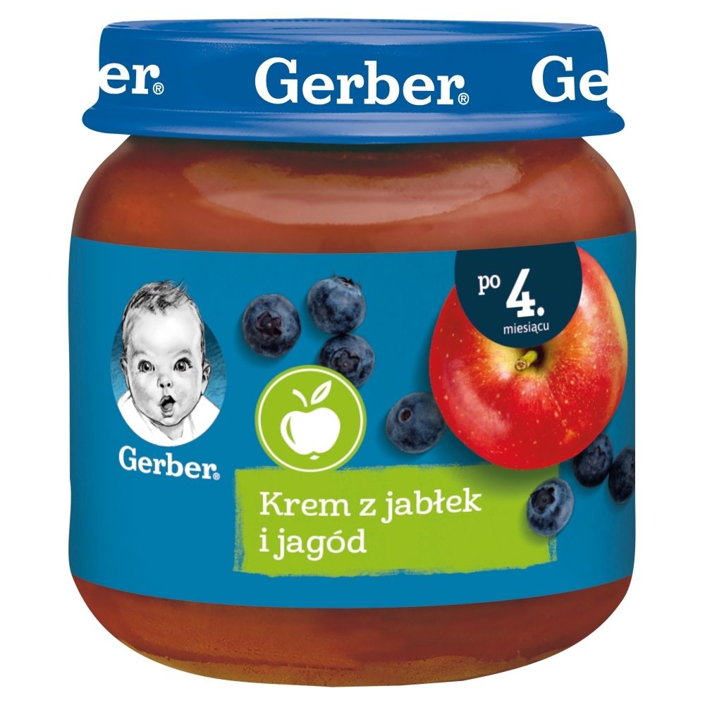 Gerber Krem z jabłek i jagód dla niemowląt po 4. miesiącu 125 g