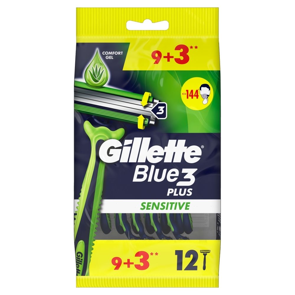 Фото - Піна для гоління Gillette Blue3 Plus Sensitive, maszynki jednorazowe dla mężczyzn, 12 sztuk 