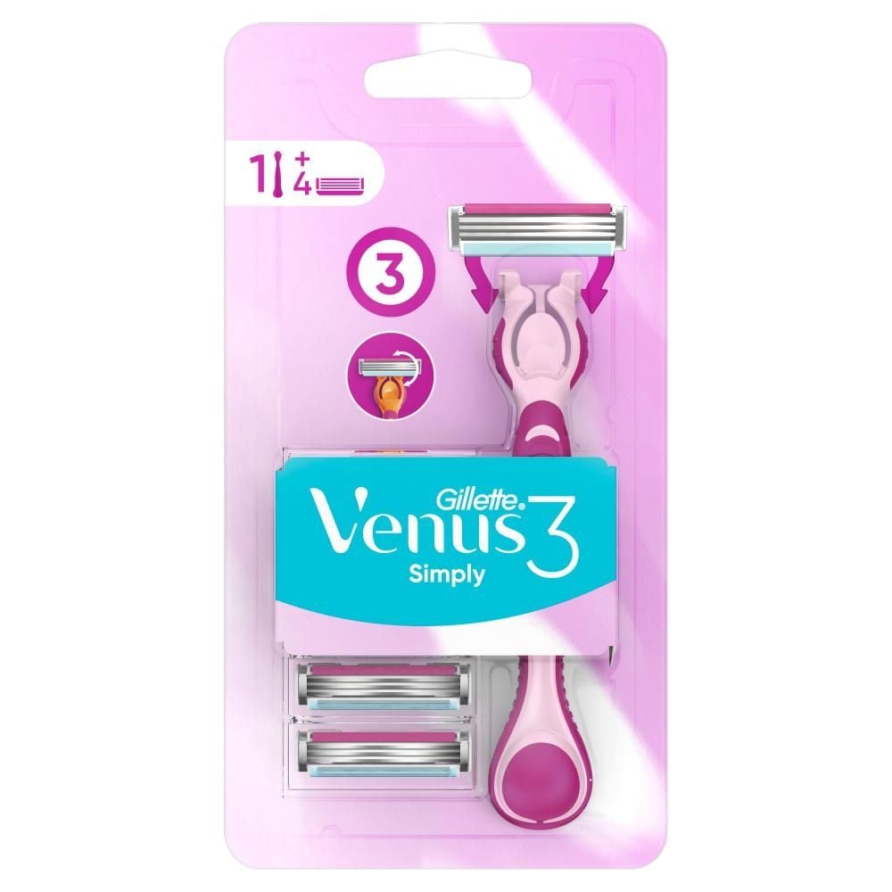 Gillette Simply Venus 3 Rączka maszynki do golenia + 4 ostrza