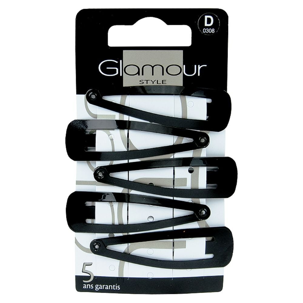 Glamour Spinki do włosów czarne duże 5 sztuk