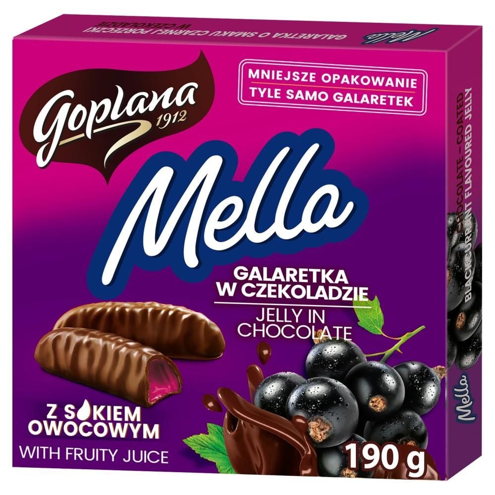 Goplana Mella Galaretka w czekoladzie o smaku czarnej porzeczki 190 g