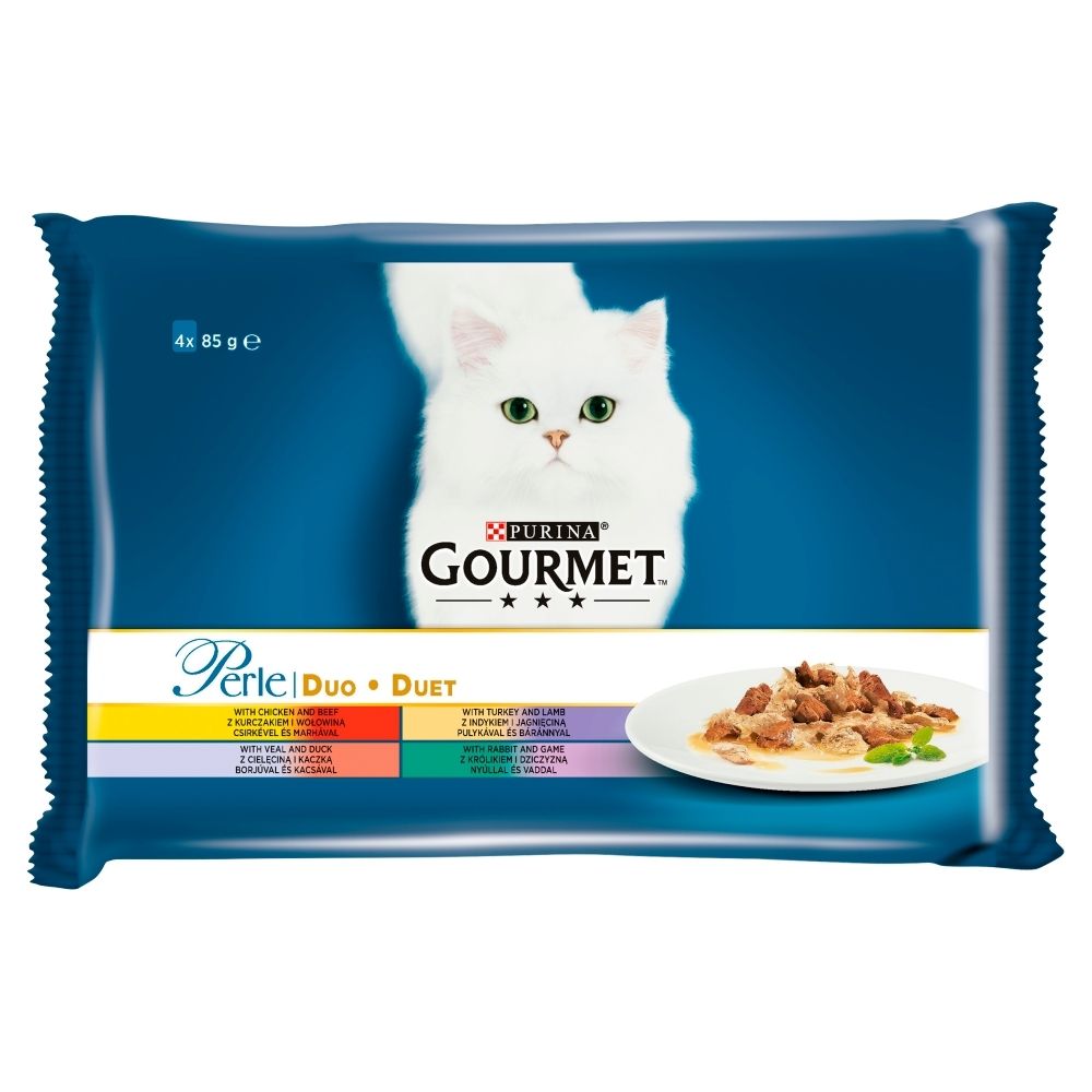 Gourmet Perle Karma dla kotów kolekcja duet mięsny 340 g (4 x 85 g)