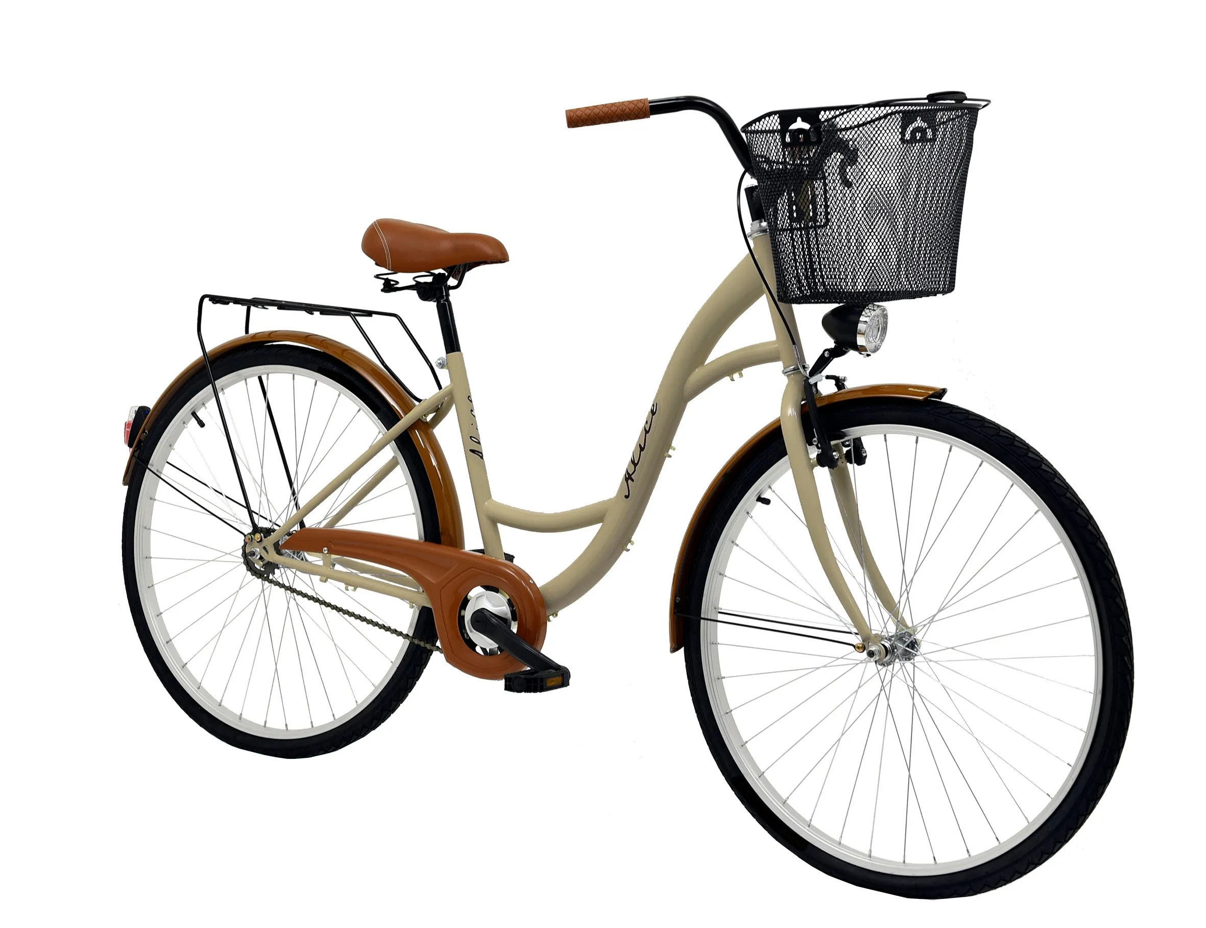 Green Bike Alice ECO Rower miejski 28'' 1B kosz cappuccino
