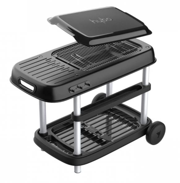 Grill Węglowy XL HYBA Stalowy Wózek z Półkami i Kołami