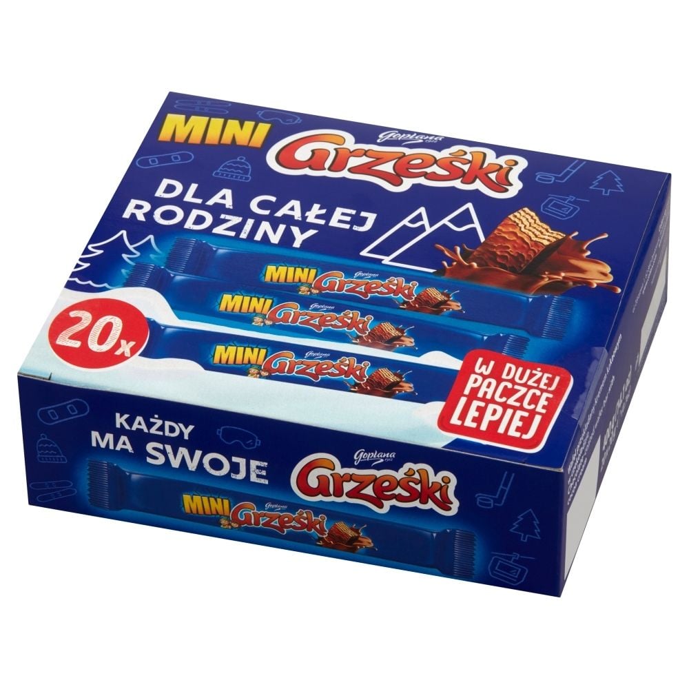 Grześki Mini Wafel przekładany kremem kakaowym w czekoladzie 400 g (20 x 20 g)
