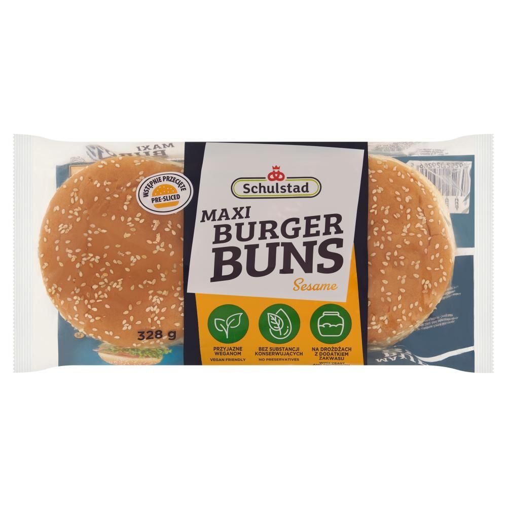 Schulstad Maxi Sesame Bułki pszenne do przygotowywania hamburgerów 328 g (4 x 82 g)