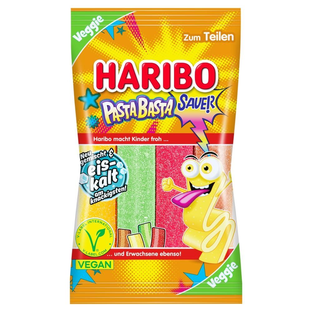 Haribo Pasta Basta Sauer Żelki o smaku owocowym część o smaku cola kwaśne 160 g
