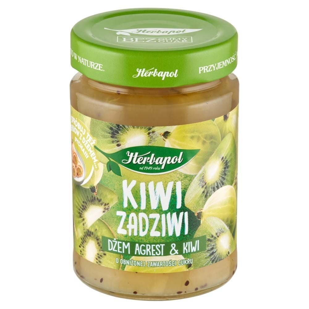 Herbapol Kiwi zadziwi Dżem agrest & kiwi o obniżonej zawartości cukru 280 g