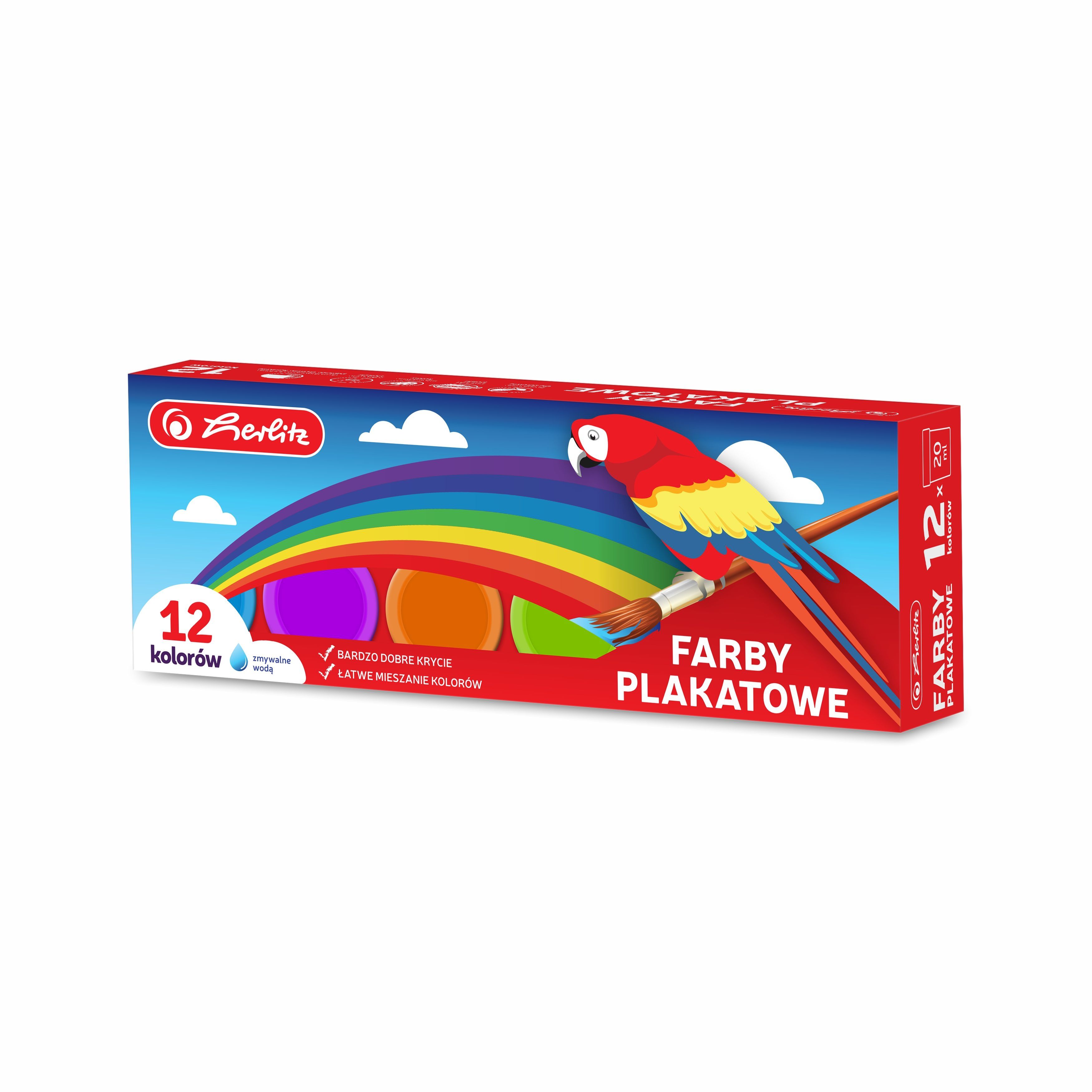 HERLITZ Farby plakatowe 12 kolorów 20ml
