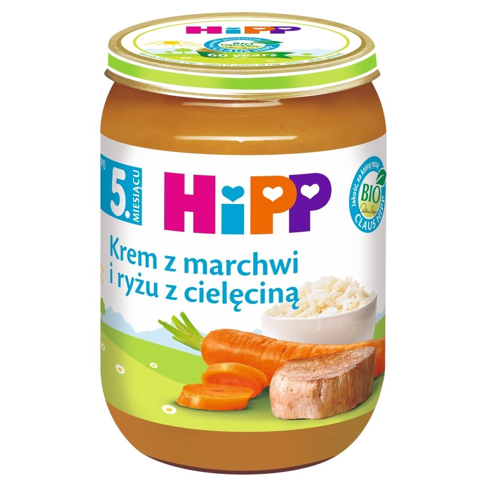 HiPP BIO Krem z marchwi i ryżu z cielęciną po 5. miesiącu 190 g