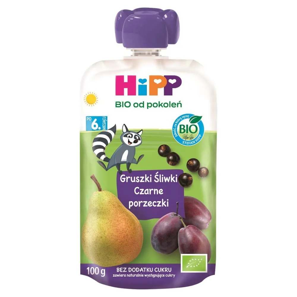 HiPP BIO Mus owocowy gruszki śliwki czarne porzeczki po 6. miesiącu 100 g