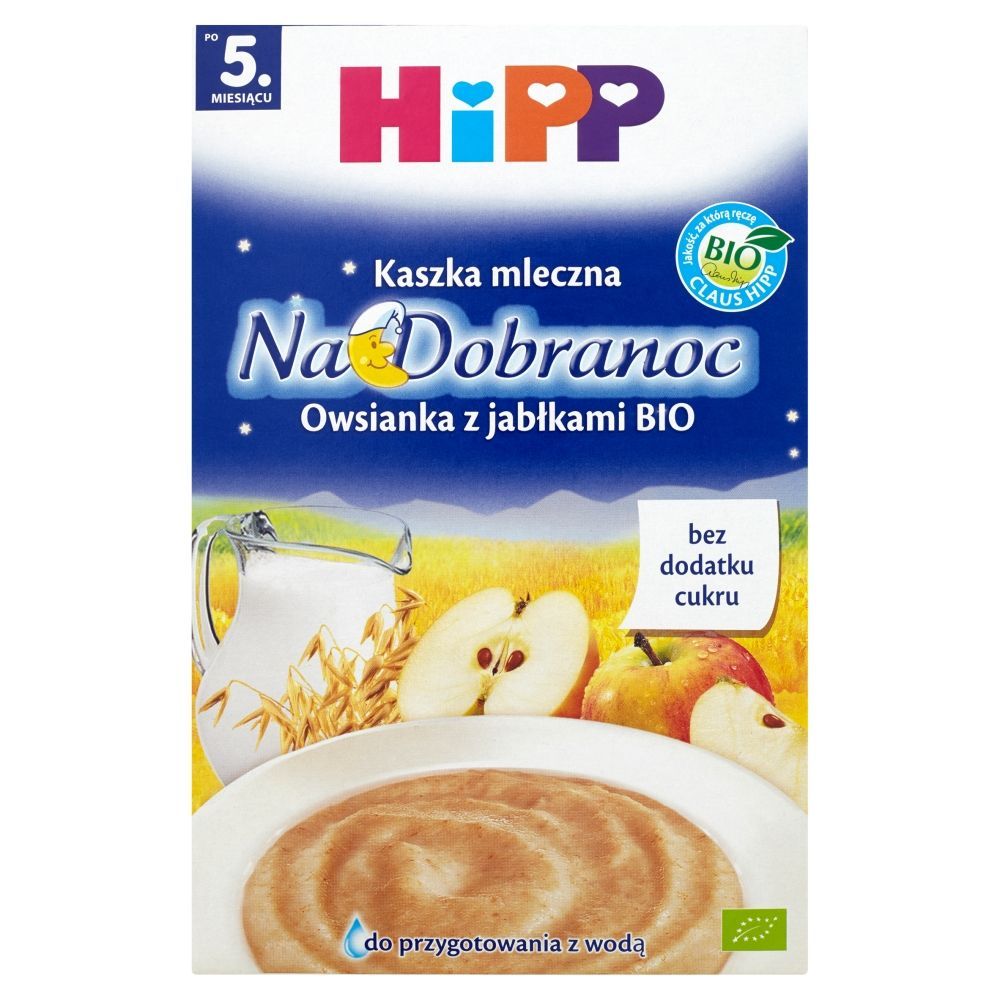 HiPP BIO Na Dobranoc Kaszka mleczna Owsianka z jabłkami po 5. miesiącu 250 g