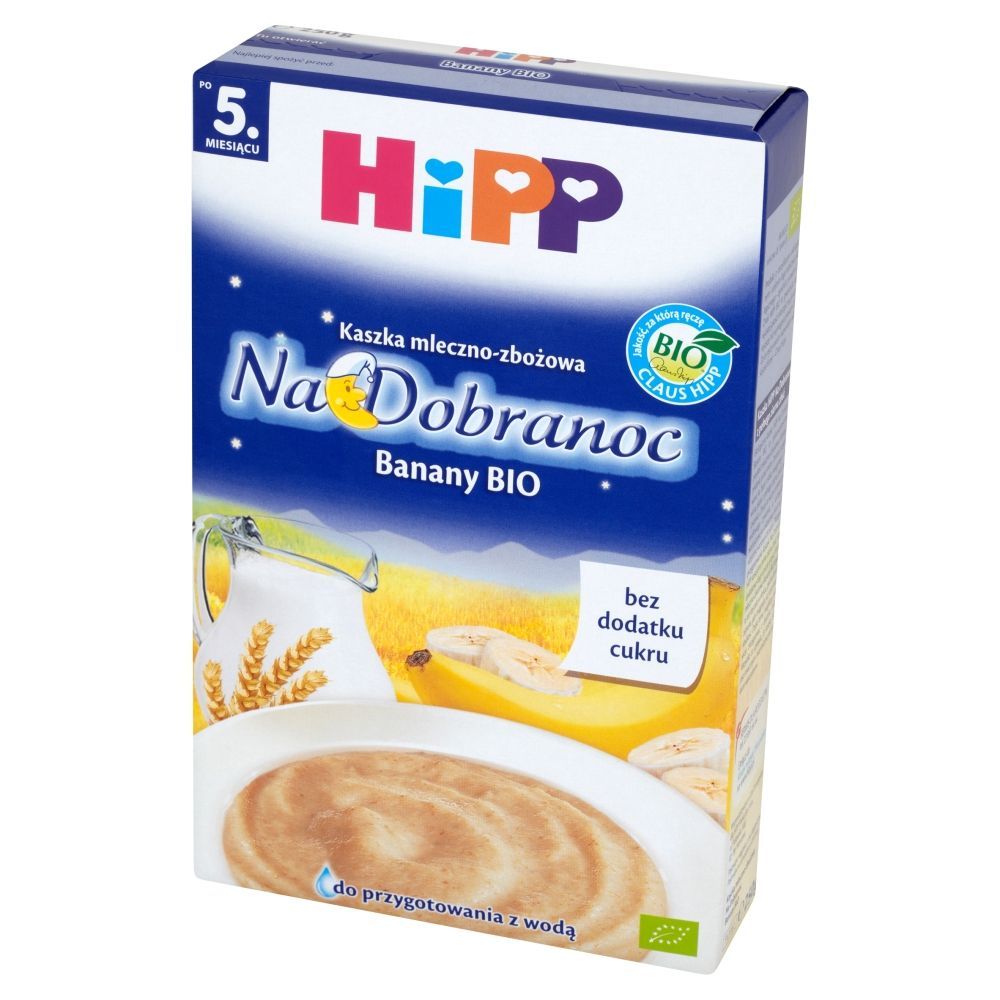 HiPP BIO Na Dobranoc Kaszka mleczno-zbożowa Banany po 5. miesiącu 250 g