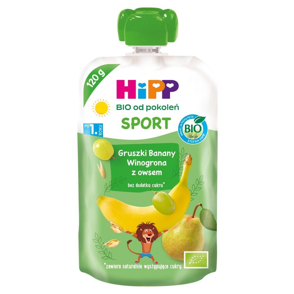 HiPP BIO Sport Mus owocowy gruszki banany winogrona z owsem po 1. roku 120 g