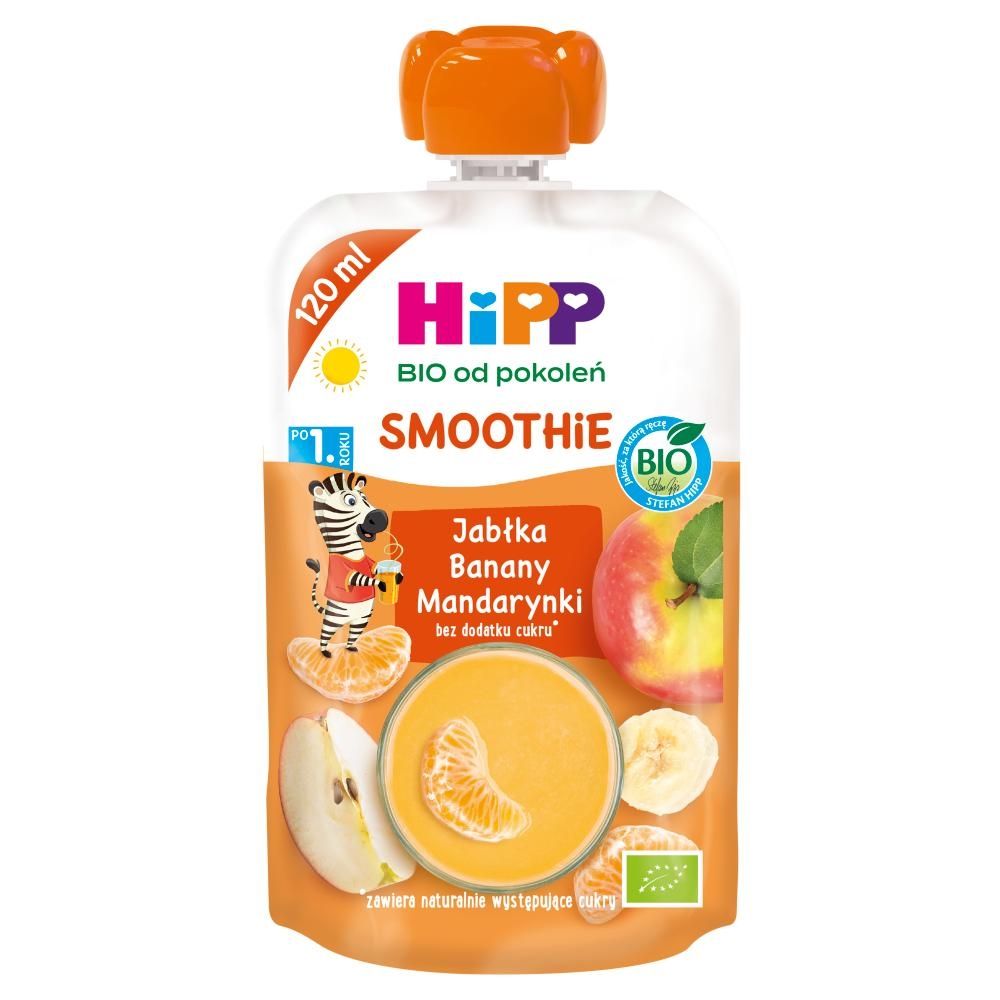 HiPP ΒIO Smoothie Mus z owoców i soków jabłka banany mandarynki po 1. roku 120 ml