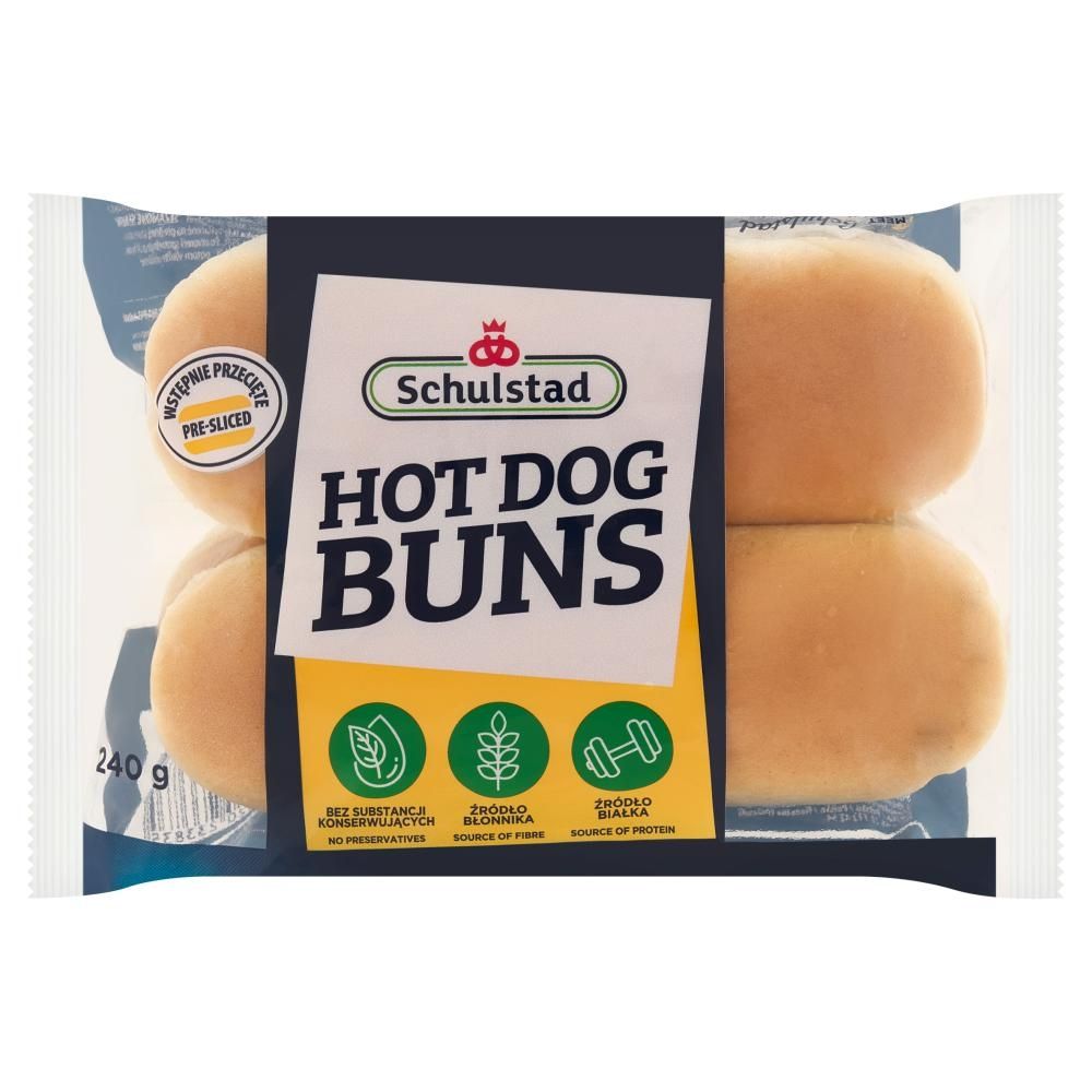 Schulstad Bułki pszenne do przygotowywania hot dogów 240 g (4 x 60 g)