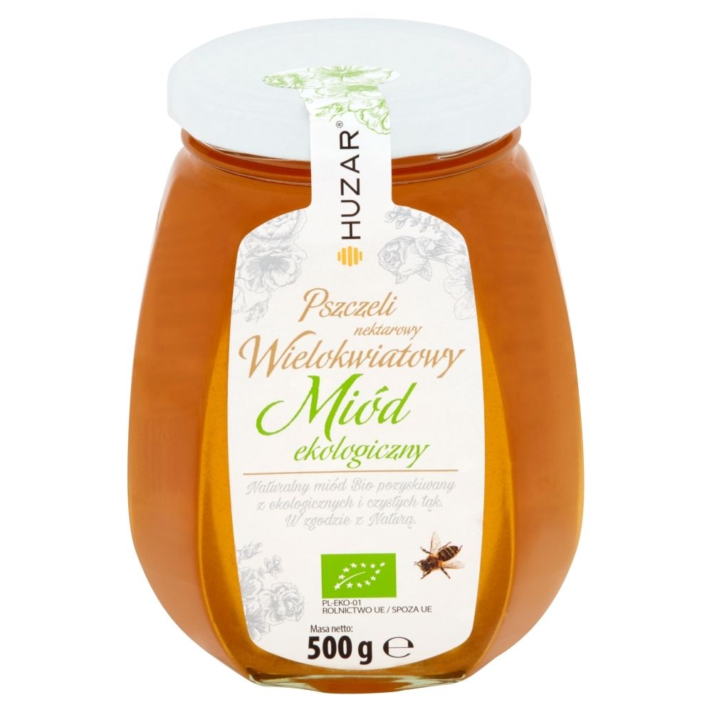 Huzar Miód ekologiczny pszczeli nektarowy wielokwiatowy 500 g