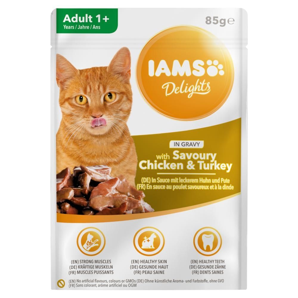 Iams Delights in Gravy with Savoury Chicken & Turkey Karma dla dorosłych kotów 85 g