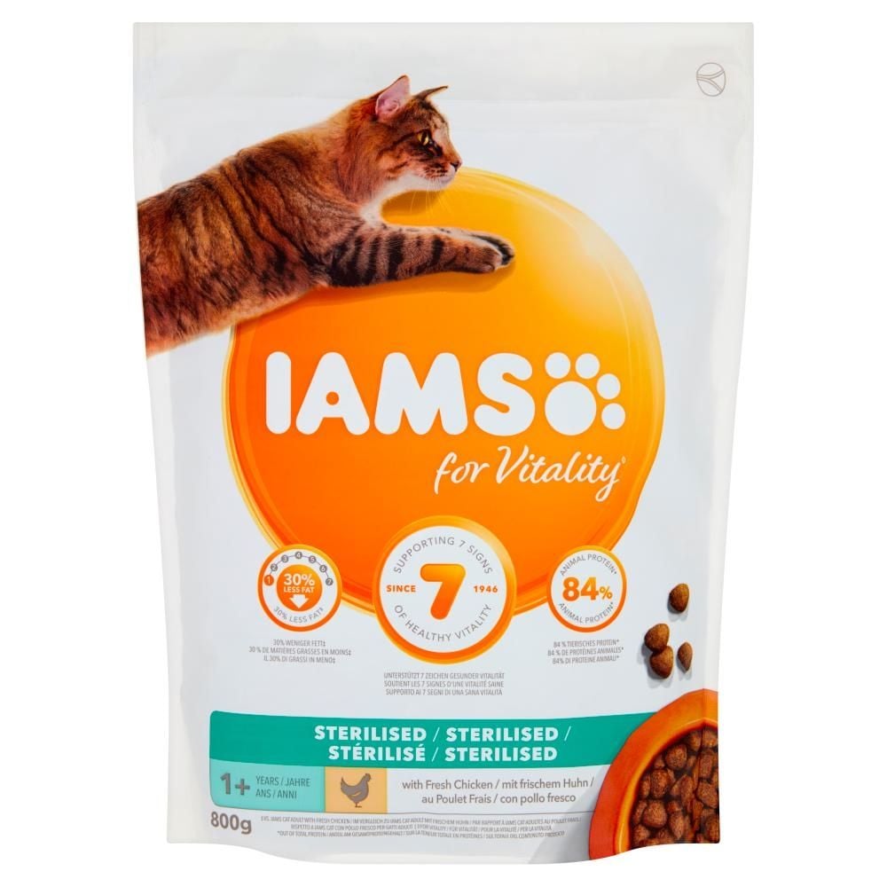 IAMS for Vitality Sterilised Karma dla dorosłych i starszych kotów ze świeżym kurczakiem 800 g
