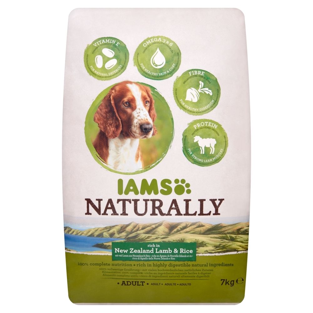IAMS Naturally Bogaty w nowozelandzką jagnięcinę i ryż Karma dla dorosłych psów 7 kg