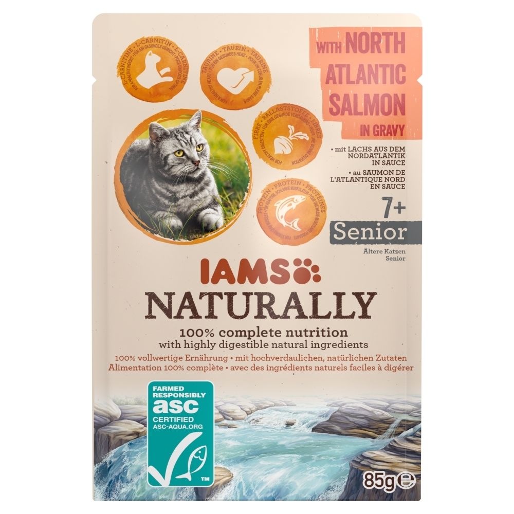 Iams Naturally Senior North Atlantic Salmon Mokra karma dla kotów 85 g