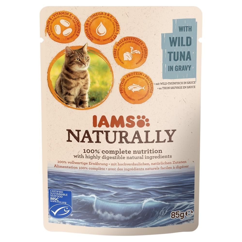 Iams Naturally with Wild Tuna in Gravy Karma dla dorosłych kotów 85 g