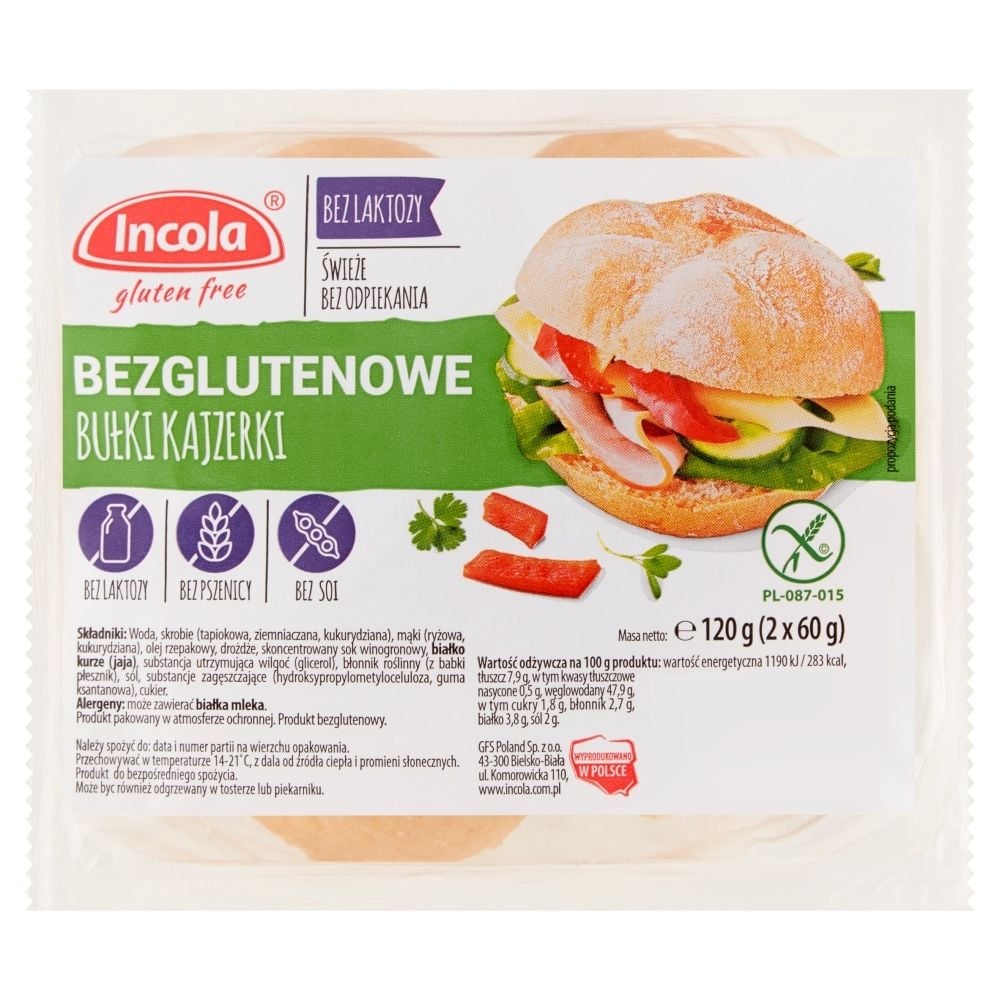 Incola Bułki kajzerki bezglutenowe 120 g (2 x 60 g)