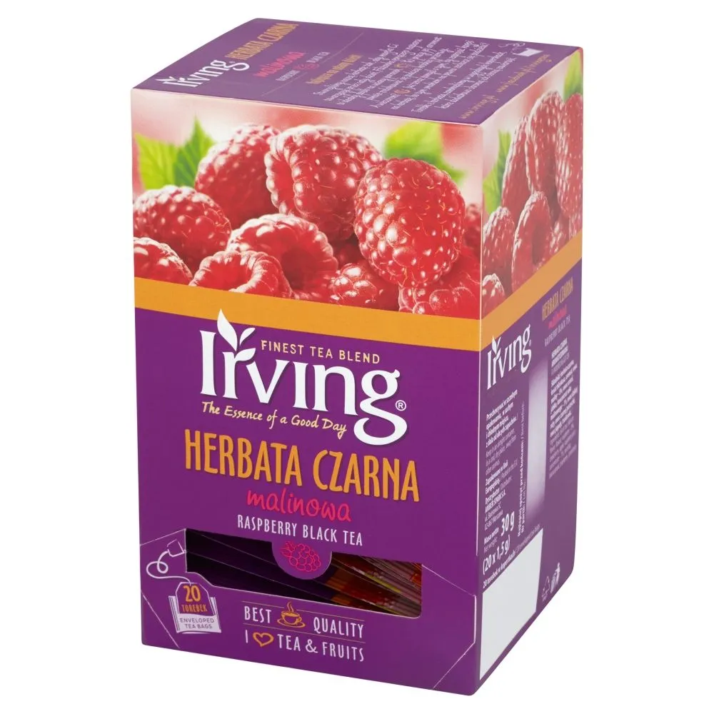 Irving Herbata czarna malinowa 30 g (20 torebek)