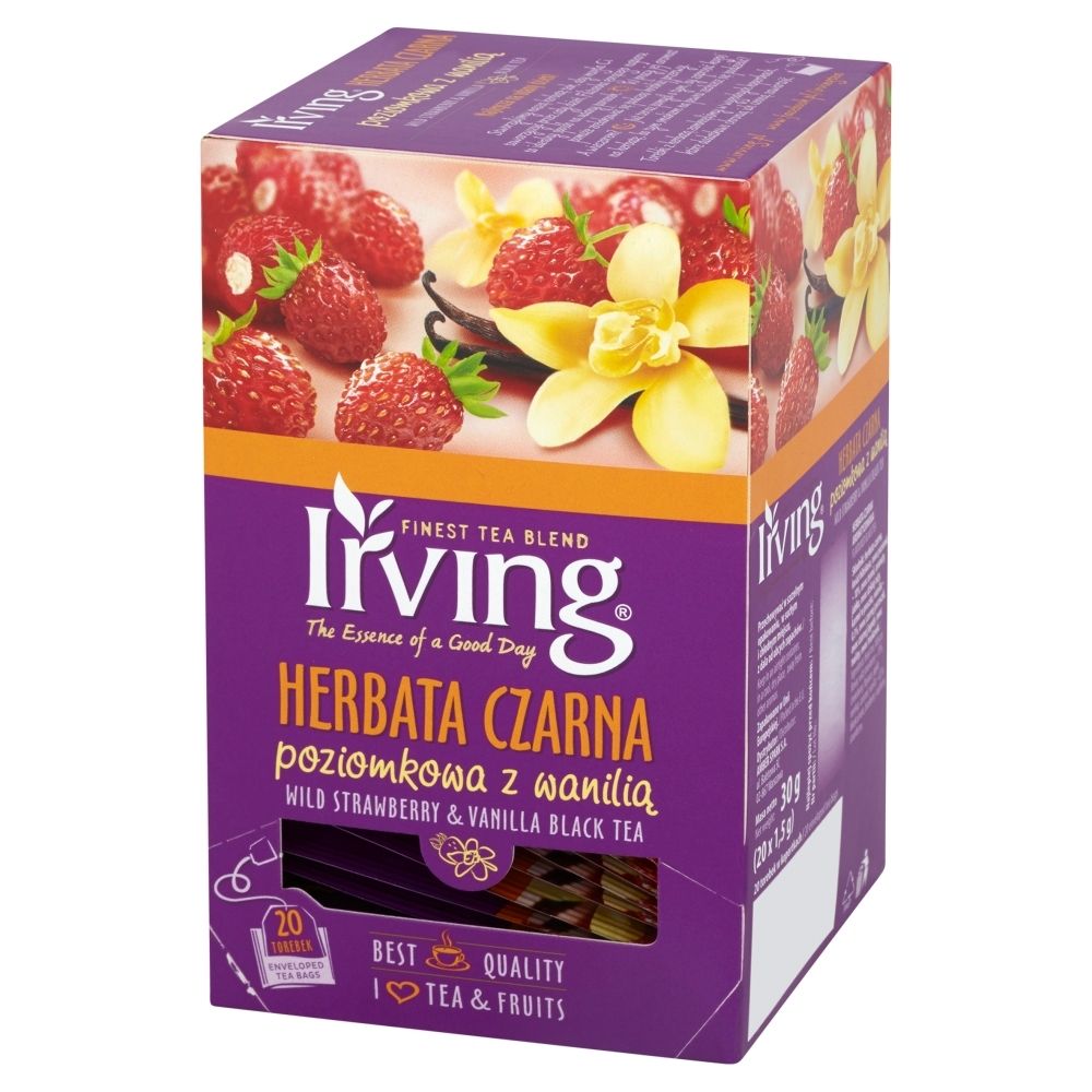 Irving Herbata czarna poziomkowa z wanilią 30 g (20 torebek)