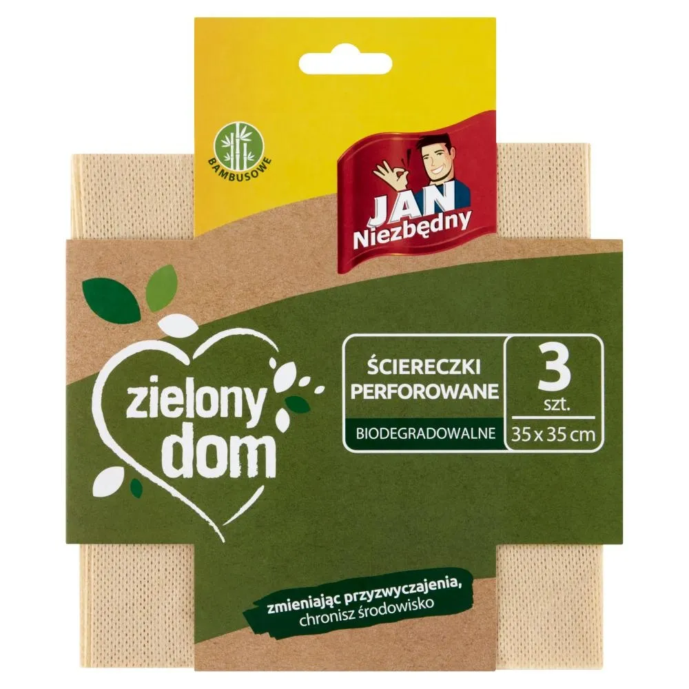 Jan Niezbędny Zielony dom Ściereczki perforowane biodegradowalne 35 cm x 35 cm 3 sztuki