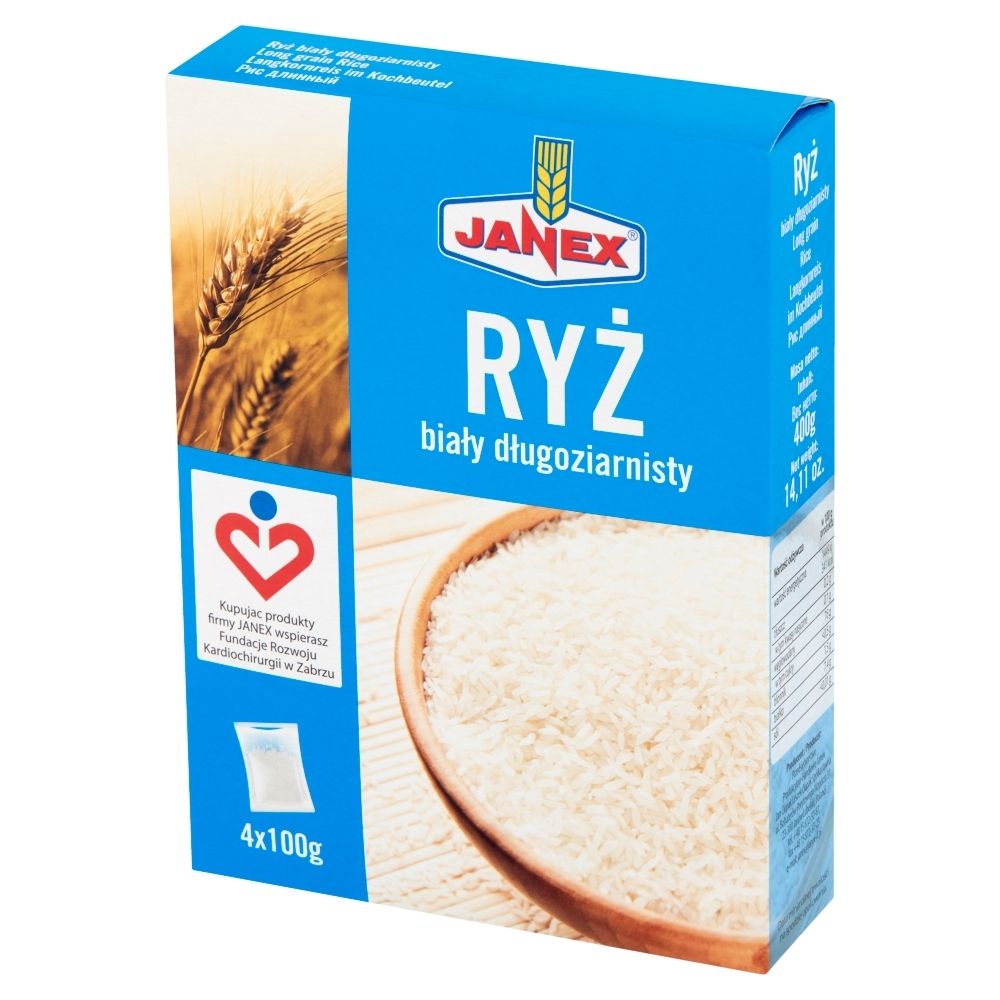 Janex Ryż biały długoziarnisty 400 g (4 x 100 g)
