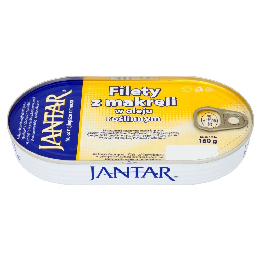 Jantar Filety z makreli w oleju roślinnym 160 g