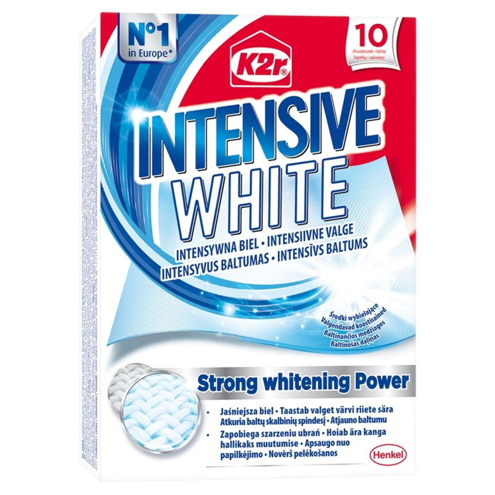 K2r Intensive White Chusteczki do prania 10 sztuk