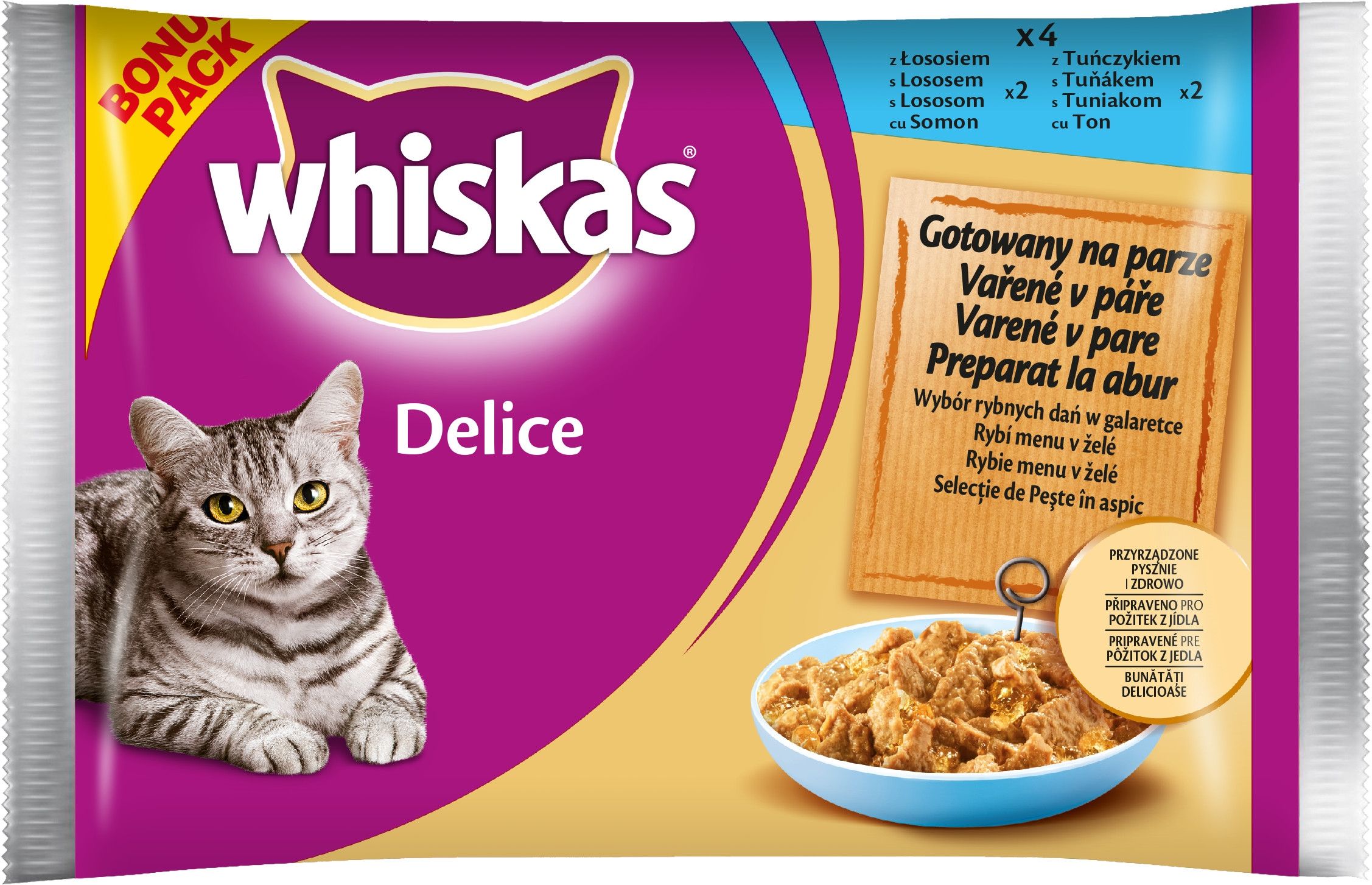 Karma WHISKAS Delice 4x 85 g wybór dań rybnych