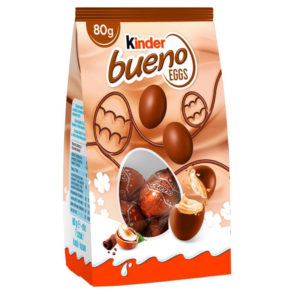 Kinder Bueno Eggs Chrupiący wafelek pokryty mleczną czekoladą z nadzieniem 80 g