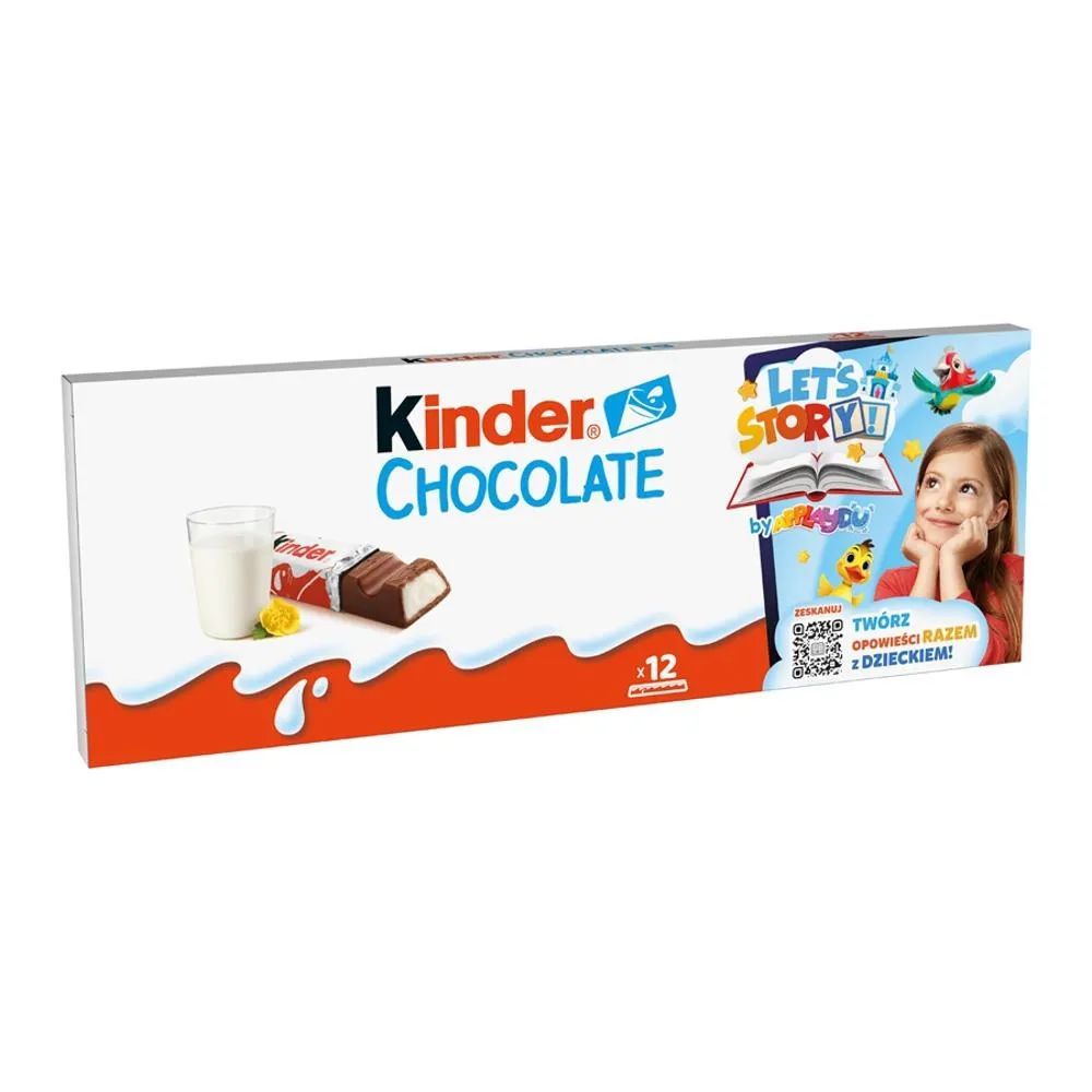 Kinder Chocolate Batonik z mlecznej czekolady z nadzieniem mlecznym 150 g (12 sztuk)